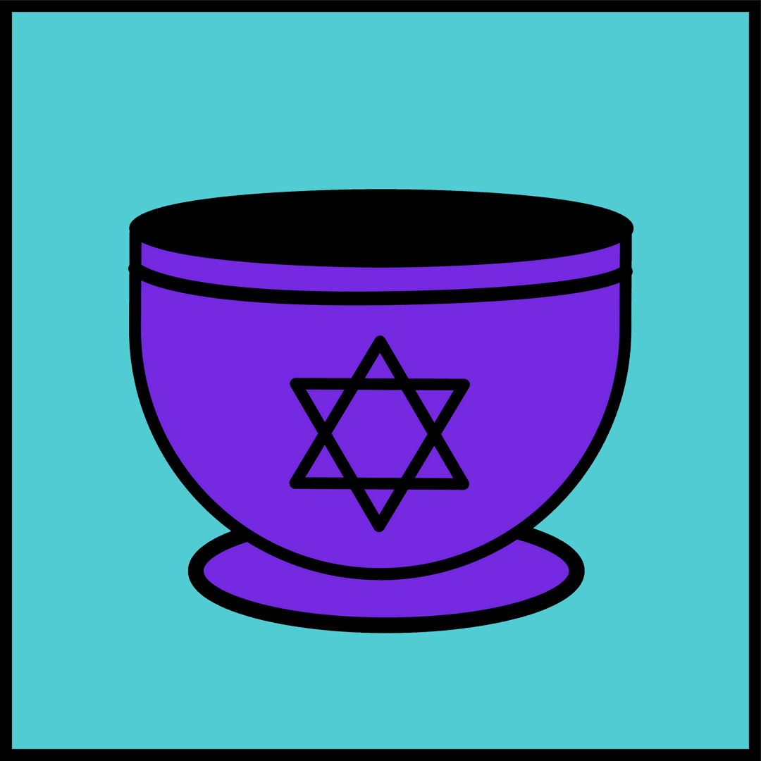 Mystical Purple Chalice with Geometric Six-Pointed Star in Flat Design