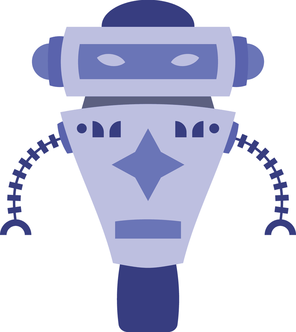 Purple Robot Illustration on Transparent Background