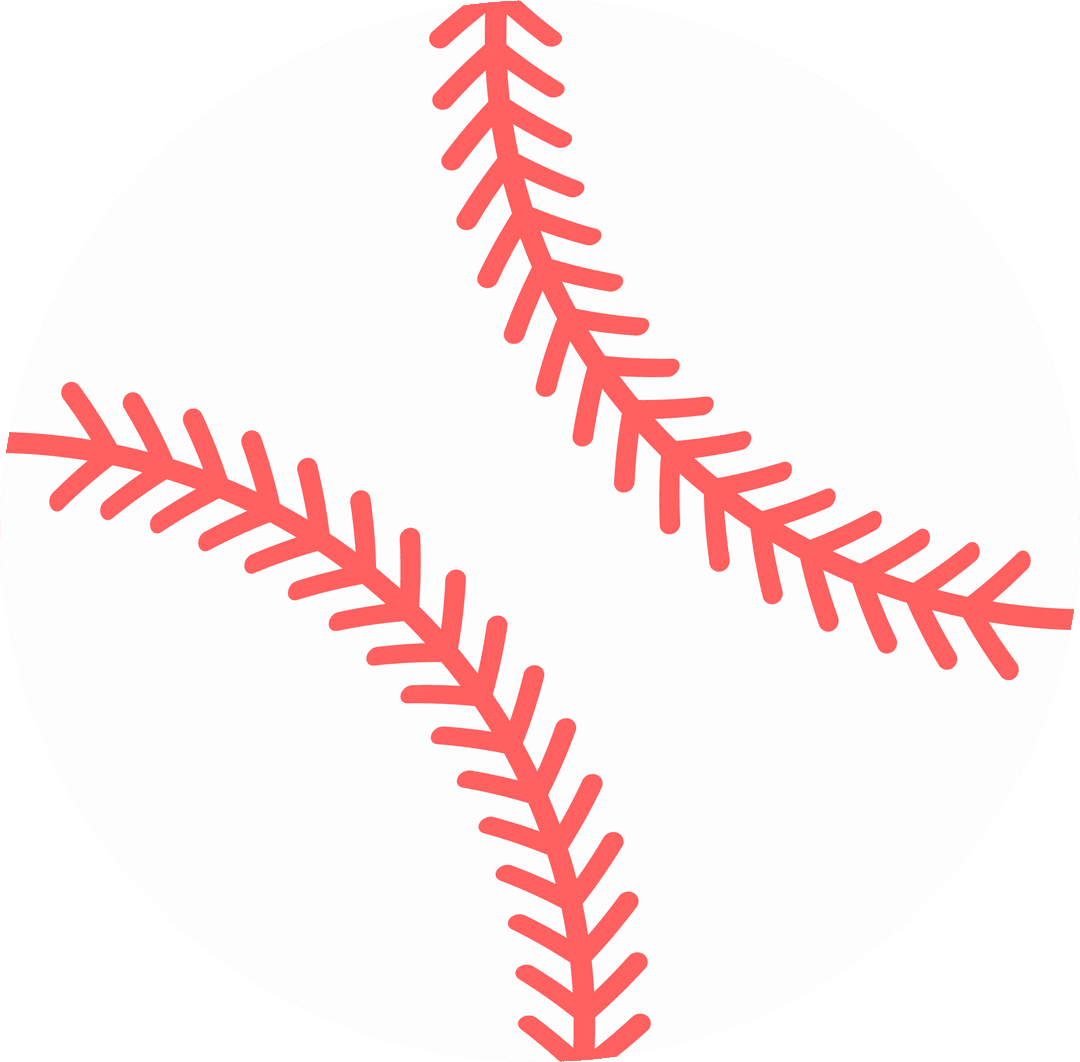 Stylized Baseball Icon With Red Seam on Transparent Background