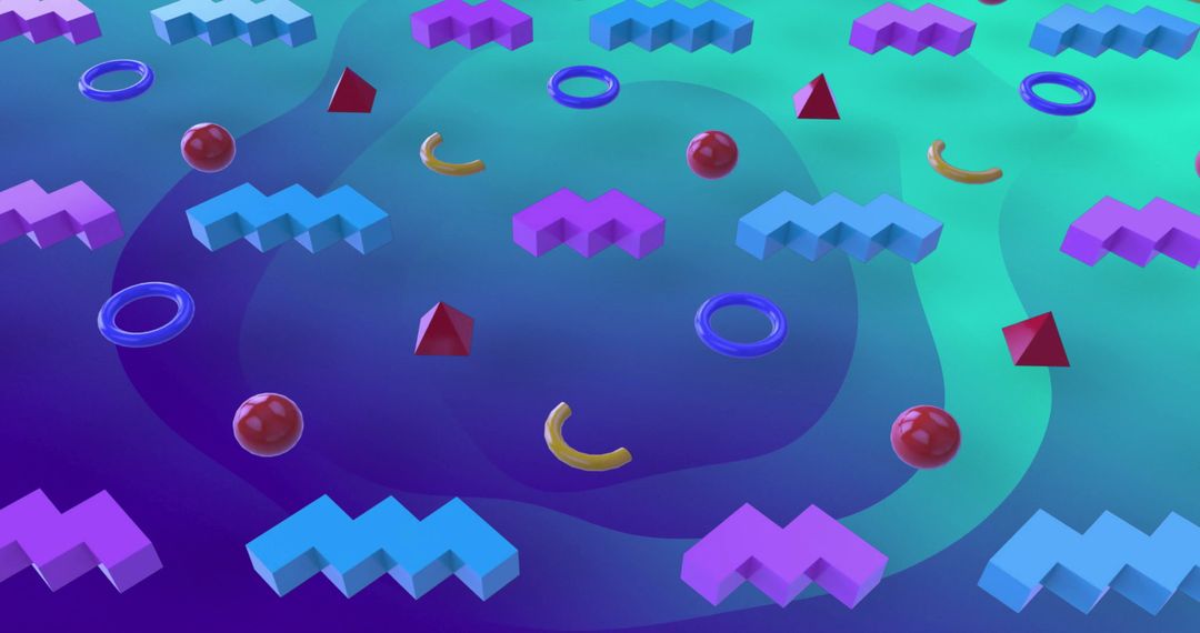 Colorful Geometric Shapes Pattern Over Abstract Background