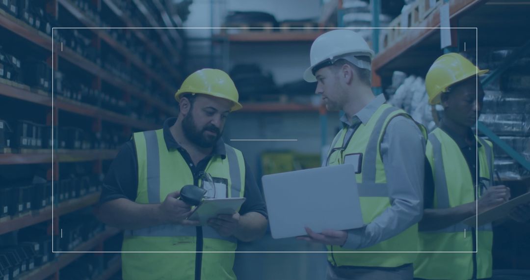 Industrial Workers Using Technology for Efficient Inventory Management