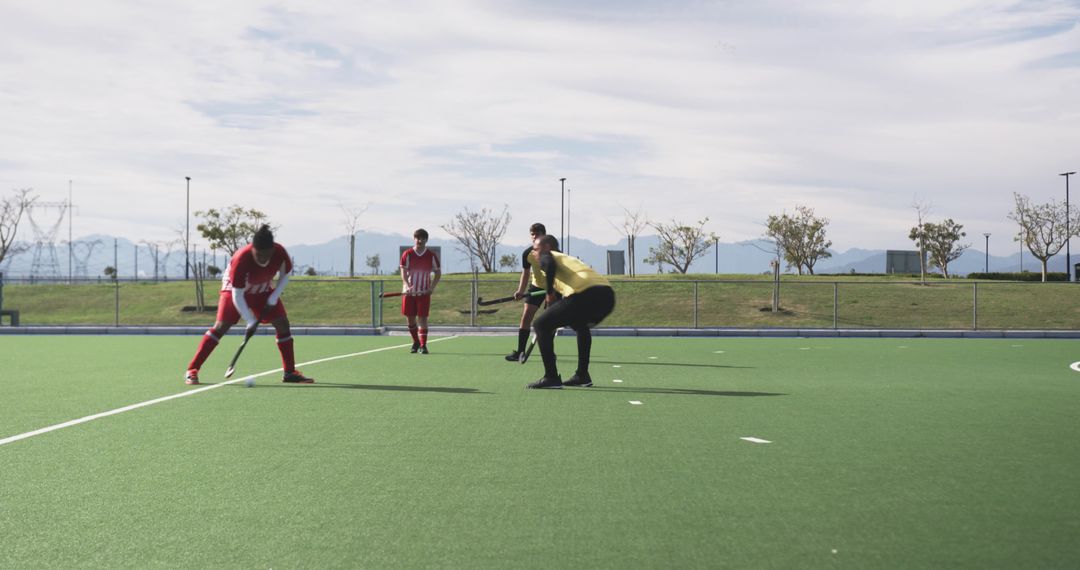 Dynamic Field Hockey Action on Synthetic Turf