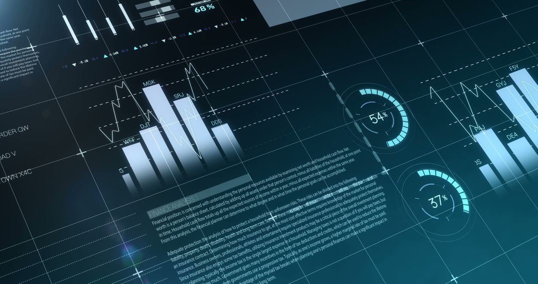 Futuristic Digital Data Analysis Interface with Graphs and Statistics - Free Images, Stock Photos and Pictures on Pikwizard.com