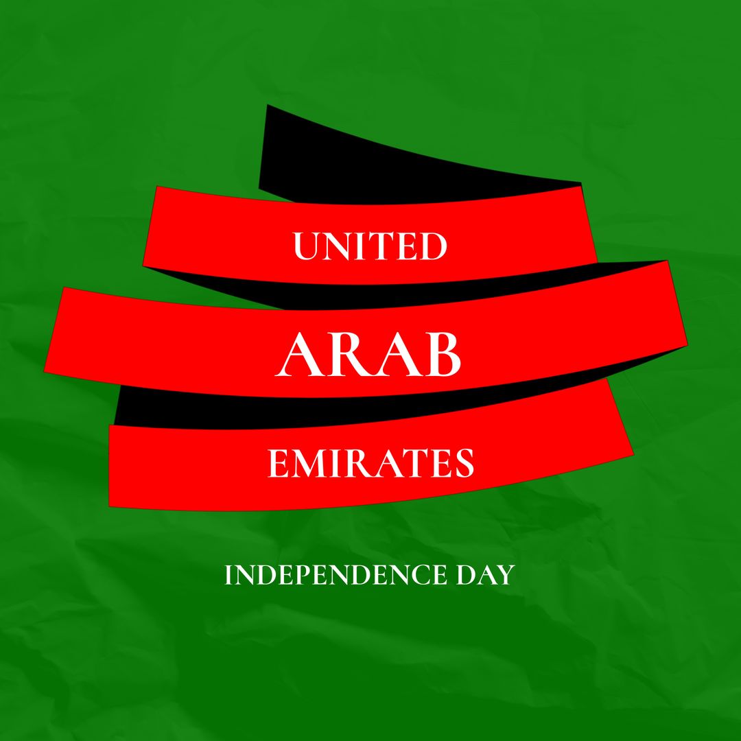 UAE Independence Day Design with Red Ribbon and Green Background
