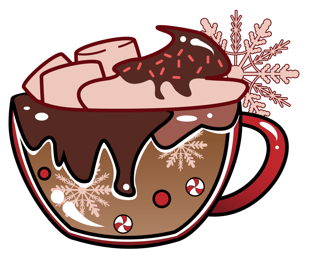 cocoa mug with marshmallows and snowflake design on transparent background - Download Free Stock Images Pikwizard.com