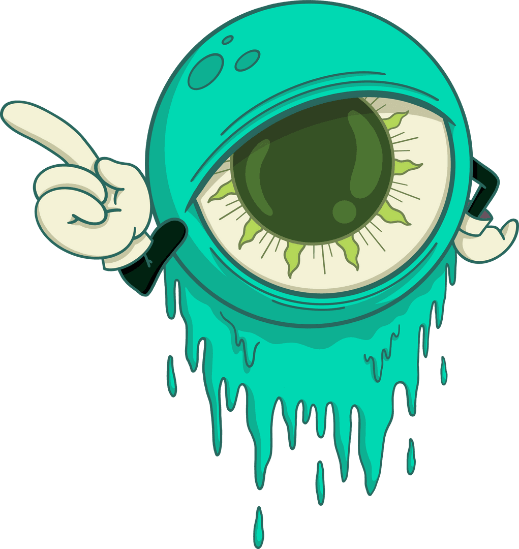Whimsical Eyeball Dripping Goo on Transparent Background