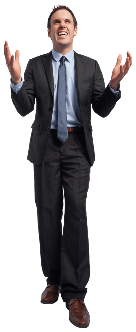 Furious Caucasian Businessman on Transparent Background