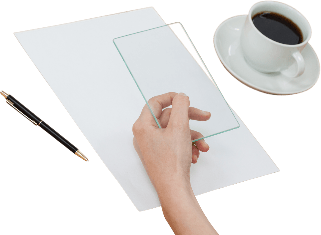 Transparent Phone Use Concept with Hand Holding Glass Panel