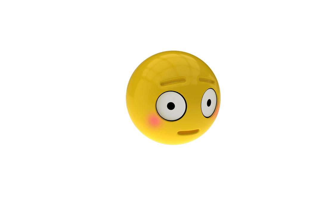 3D Transparent Surprise Emoticon with Blushing Cheeks