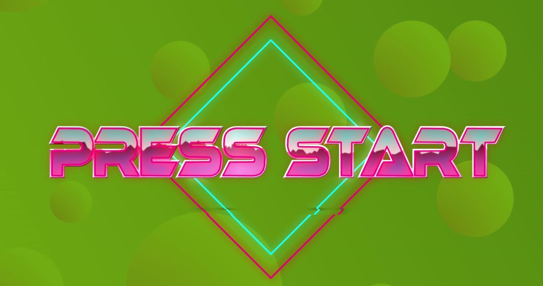 Retro Press Start Text on Geometric Background