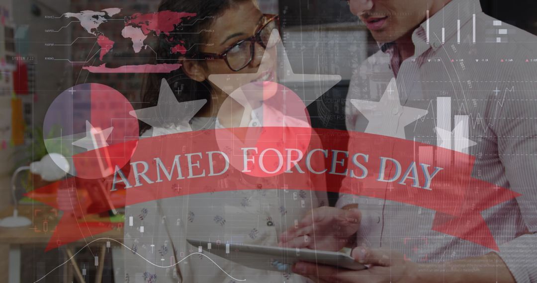 Business Team Analyzing Data on Armed Forces Day