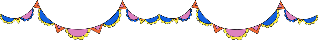 Vibrant Scalloped Festive Bunting with Bright Colors Transparent