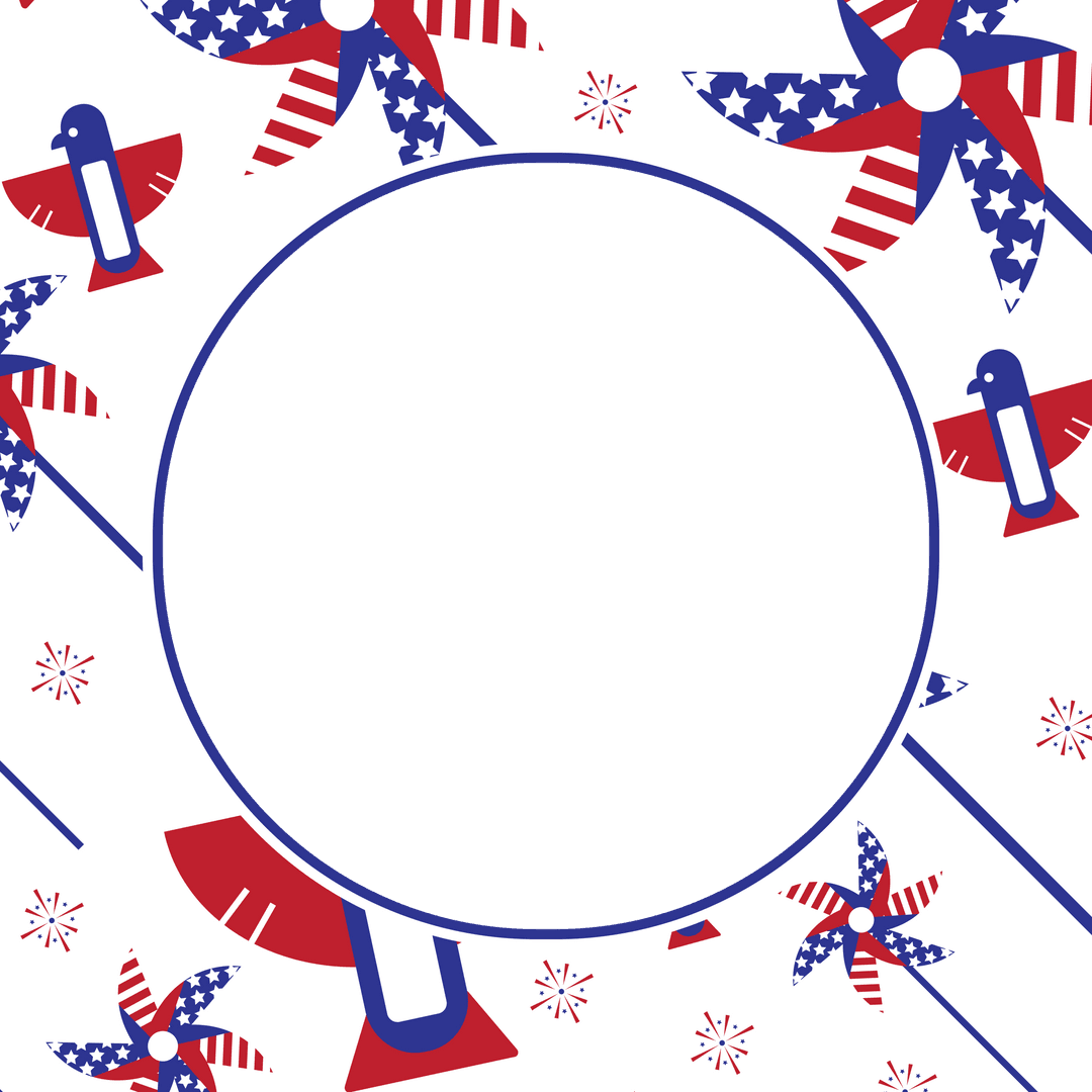 Transparent Frame with Patriotic Pinwheel Pattern Background