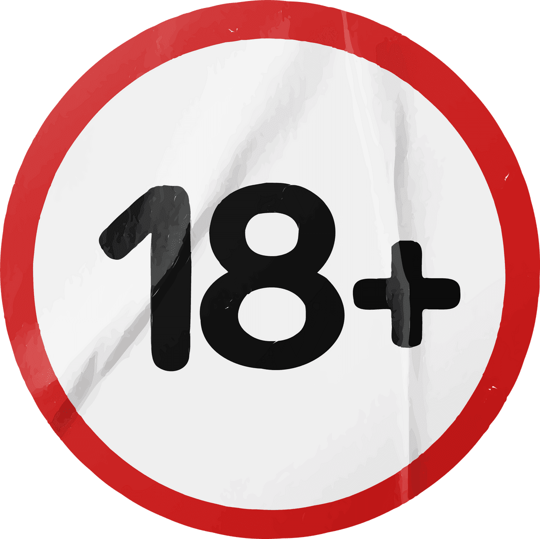 Transparent 18+ Prohibition Warning Sign with Red Border