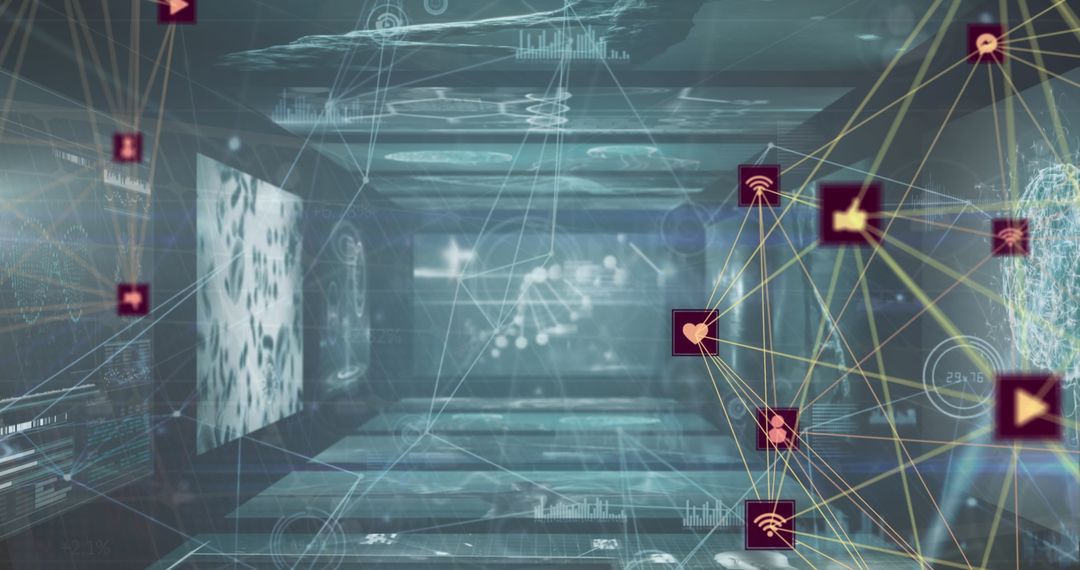 Digital Icons with Medical Data and Global Connectivity