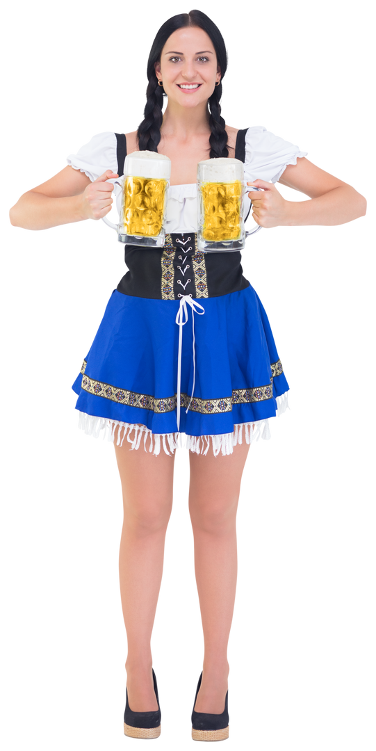 Transparent Oktoberfest Girl Holding Beer Tankards in Traditional Dress - Download Free Stock Images Pikwizard.com