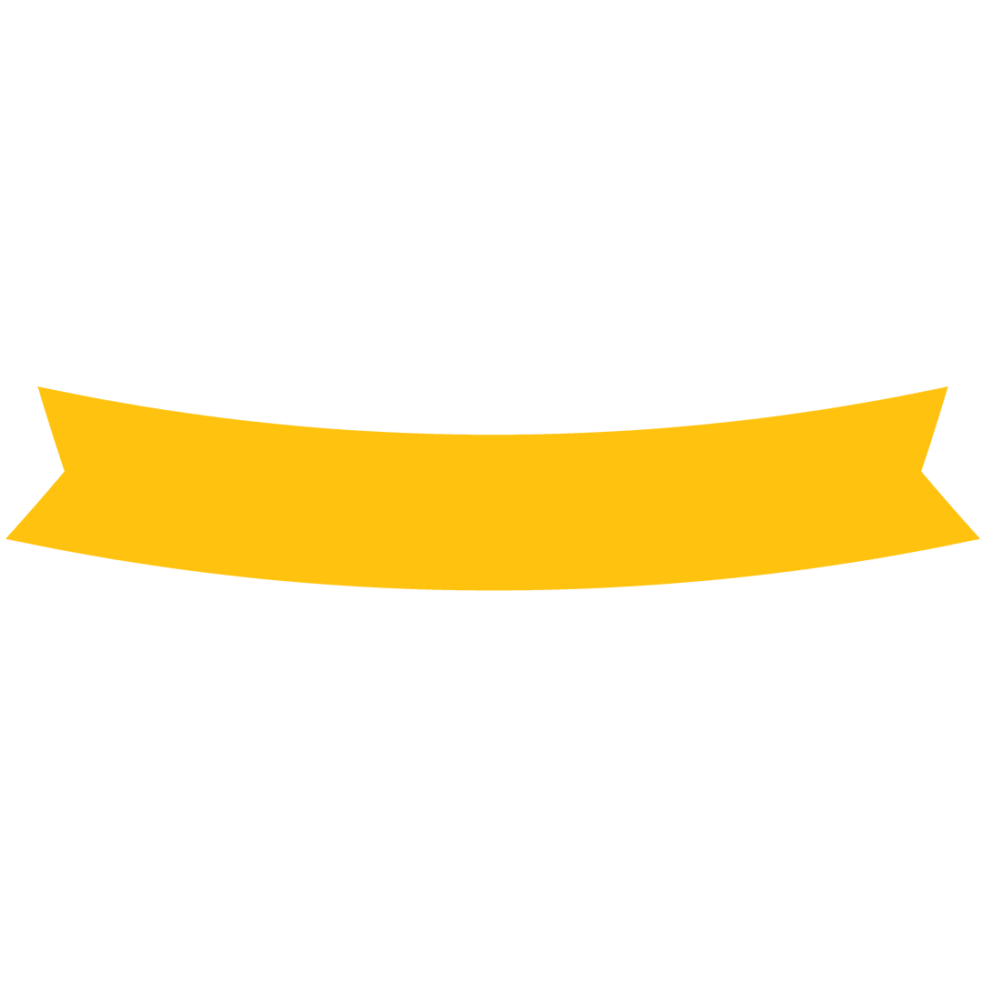 Bright Yellow Ribbon Banner on Transparent Background