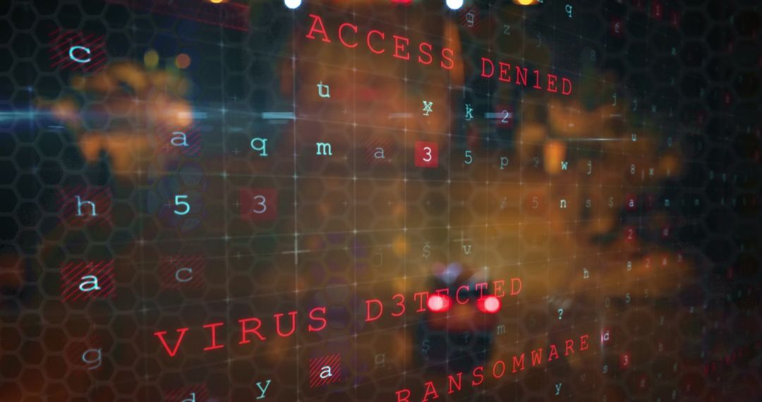 Cybersecurity Alert with Digital Interface Overlaying Cityscape