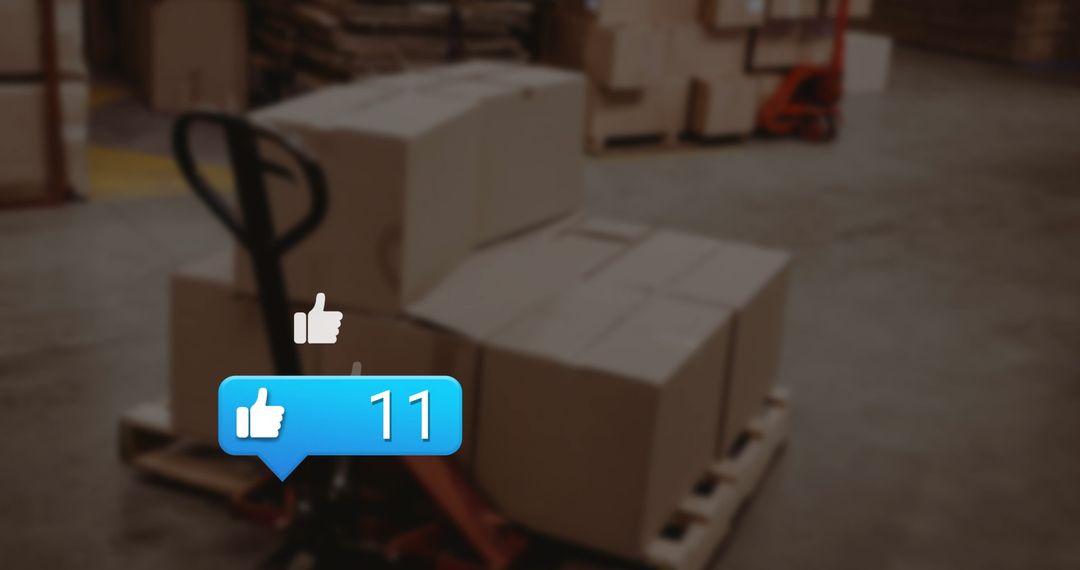 Social Media Concept in Warehouse Setting with Like Notification