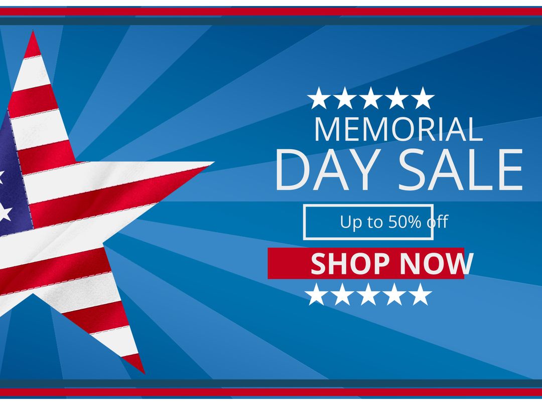 Patriotic memorial day sale promotion with american flag star