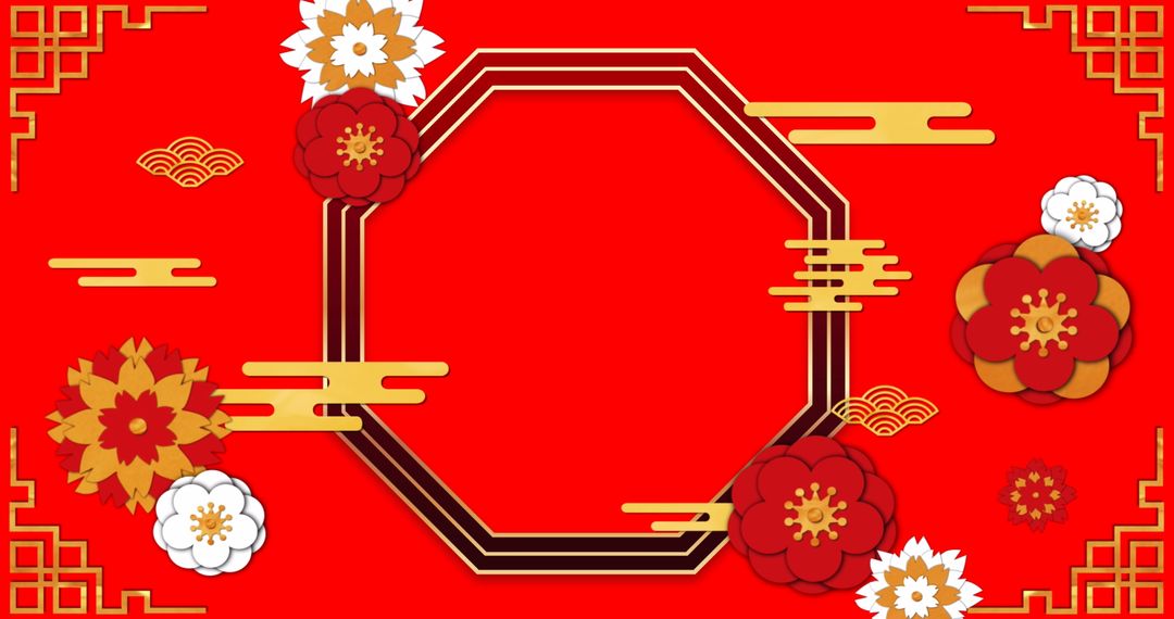 Traditional Chinese Red Background with Floral Motifs - Free Images, Stock Photos and Pictures on Pikwizard.com