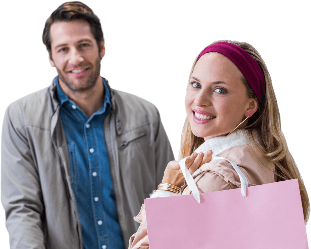 Smiling Woman Shopping Transparent Background Pose Joyful