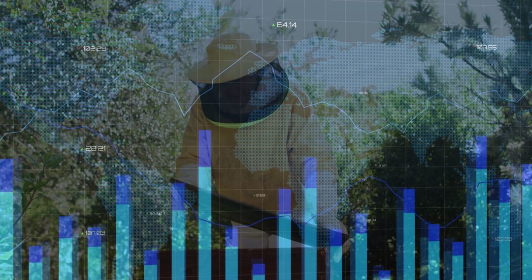 Beekeeper Analyzing Apiary Data Visualization for Sustainable Agriculture
