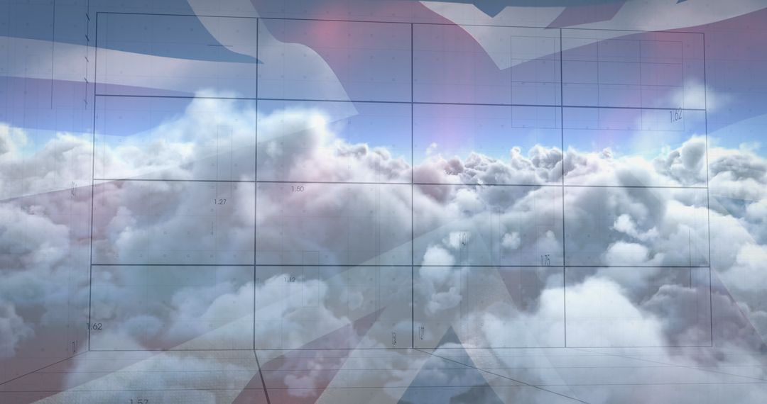 Global Data Processing with UK Flag Overlay on Cloudscape