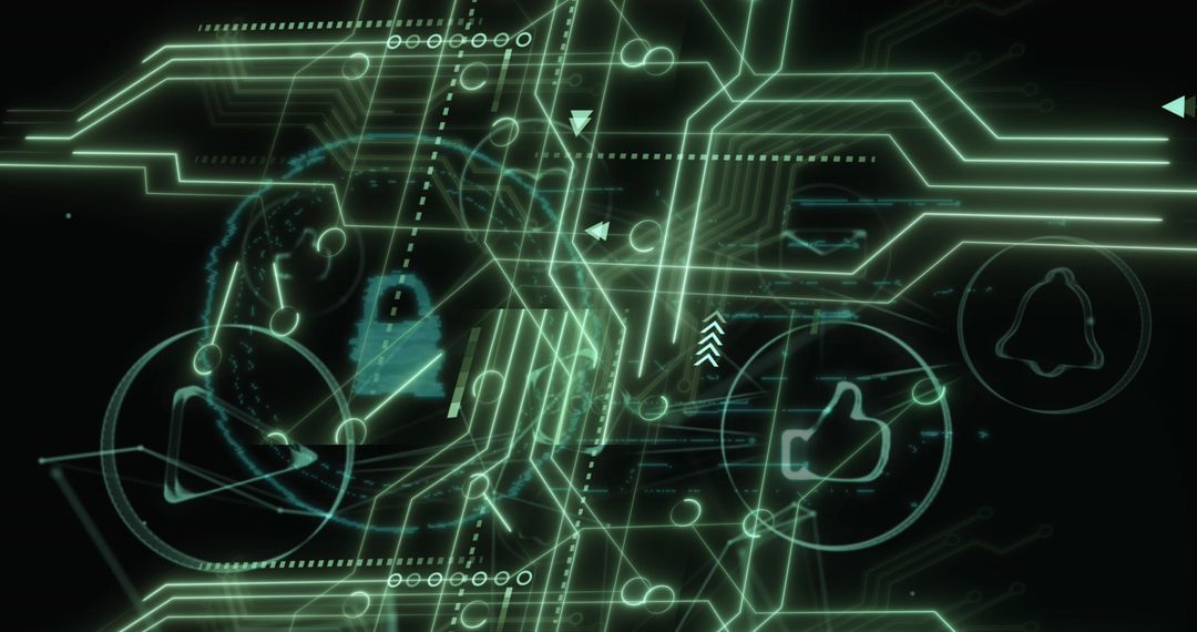 Futuristic Digital Padlock on Abstract Interface