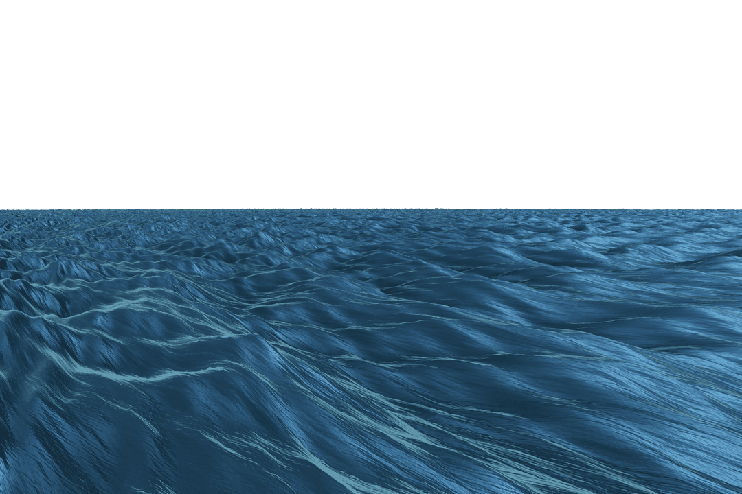 Digital Dark Blue Ocean Waves on Transparent Background