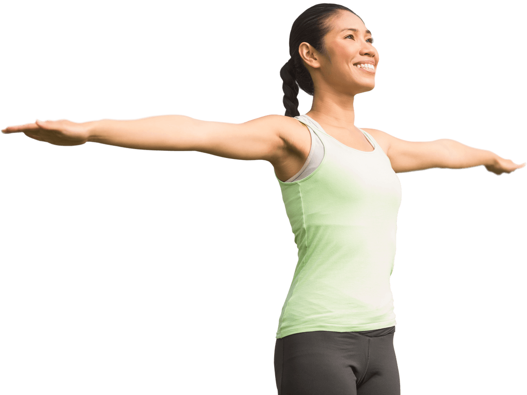 Transparent Joyful Woman Exercising Outdoors, Aiming for Fitness