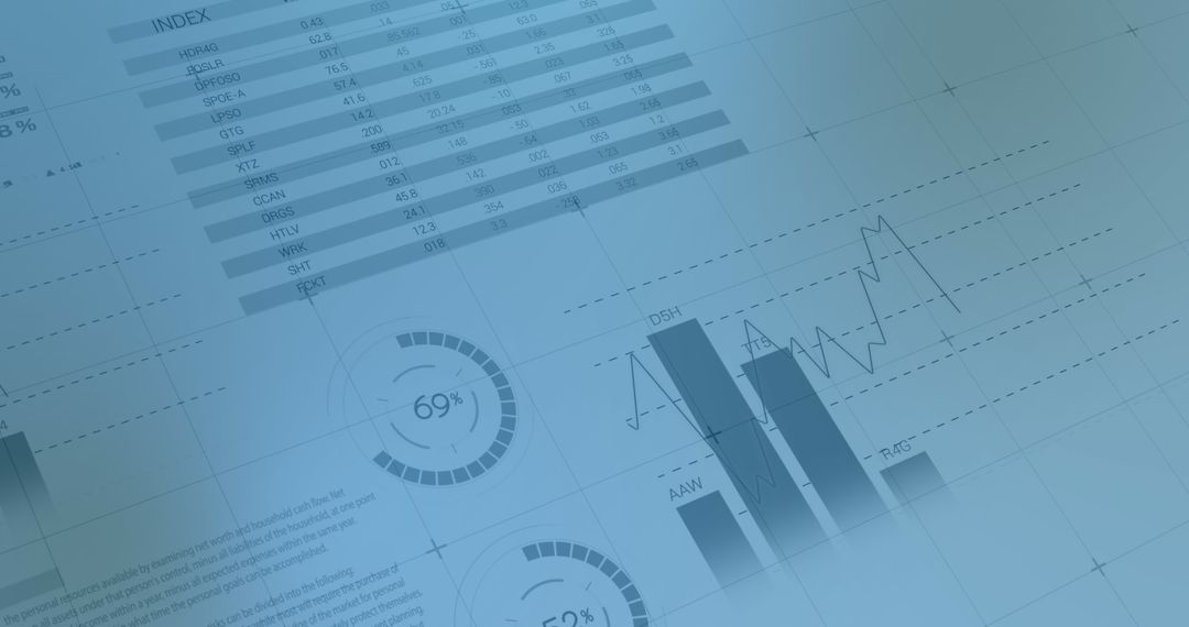 Digital Interface Showing Financial Charts and Data Analysis