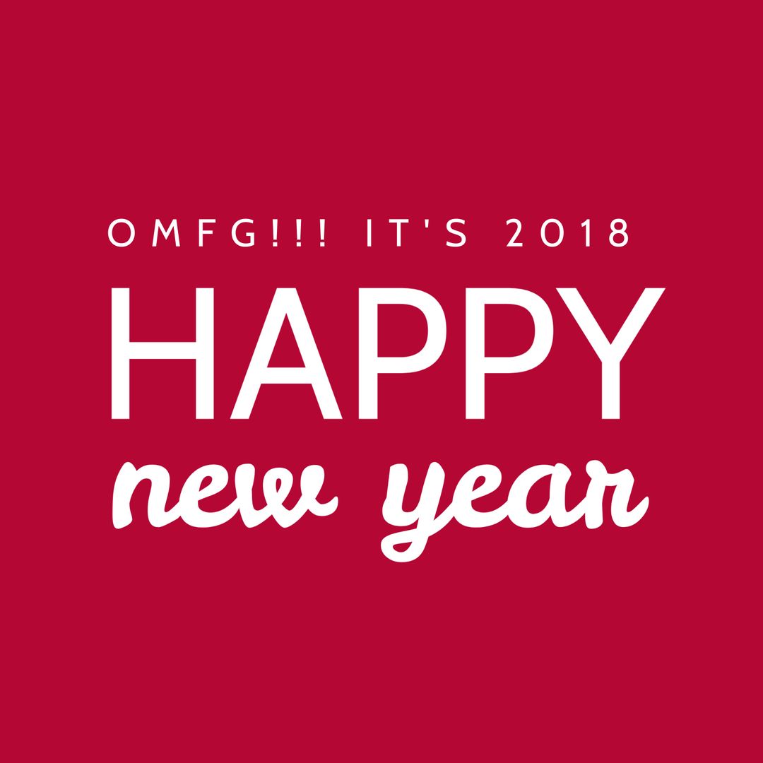 Bold New Year Celebration on Red Background with Festive Text