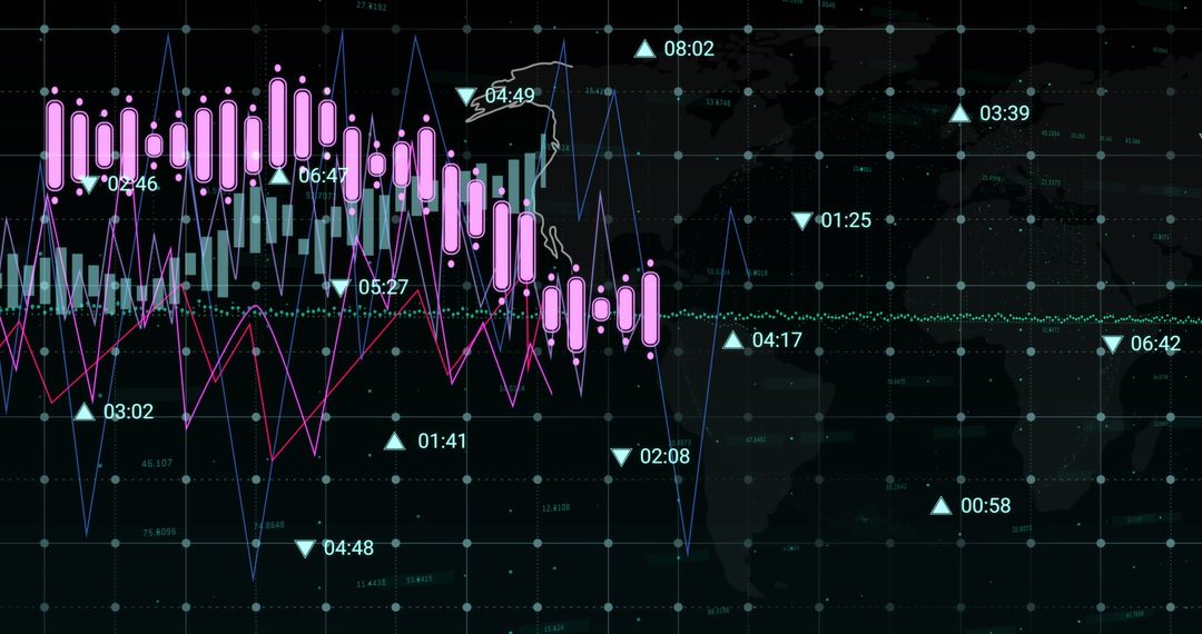 Analyzing Financial Data on Digital World Map Background