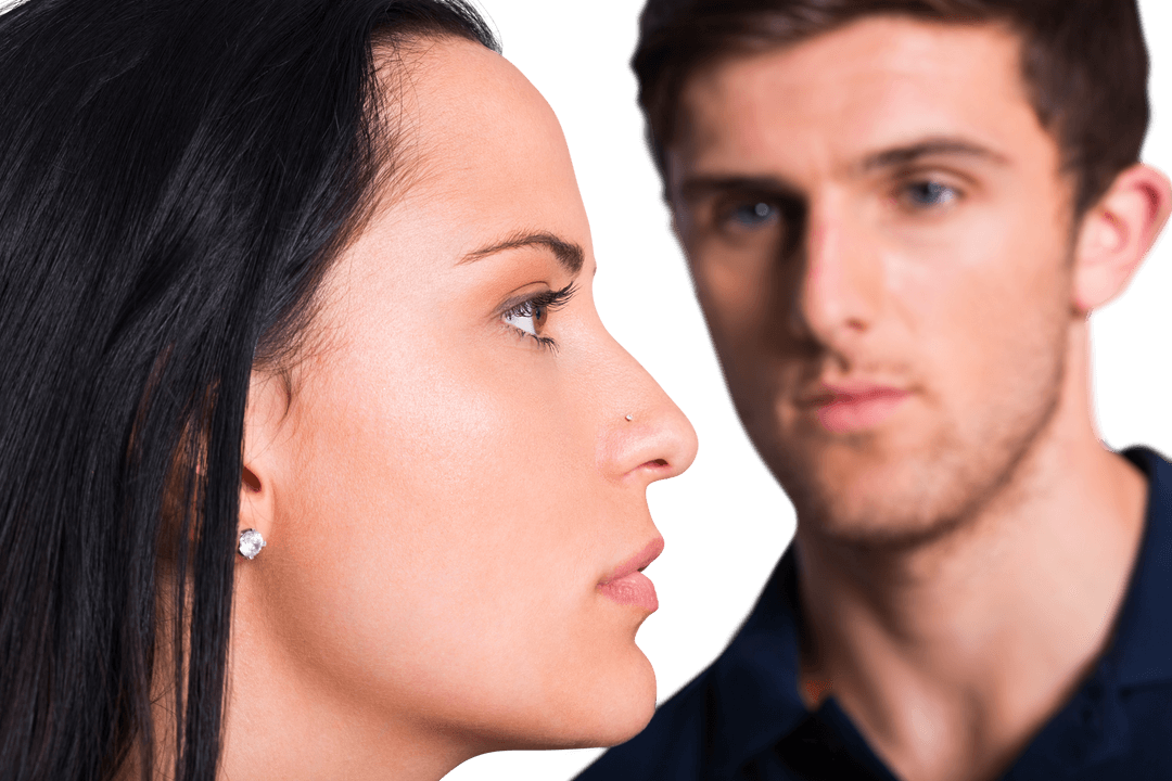 Angry Couple Transparent Facing Away After Argument