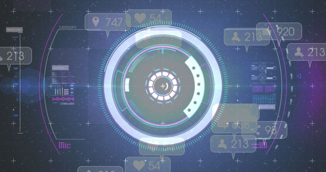 Futuristic Interface with Social Media Elements and Data Analytics