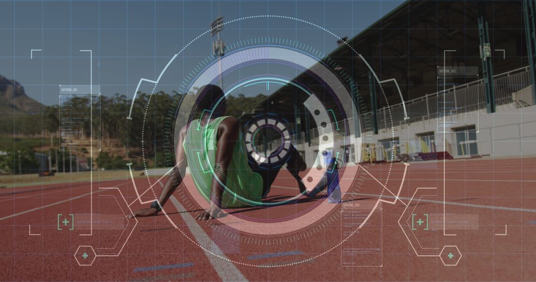 Disabled Athlete Analyzing Performance with Digital Data Technology