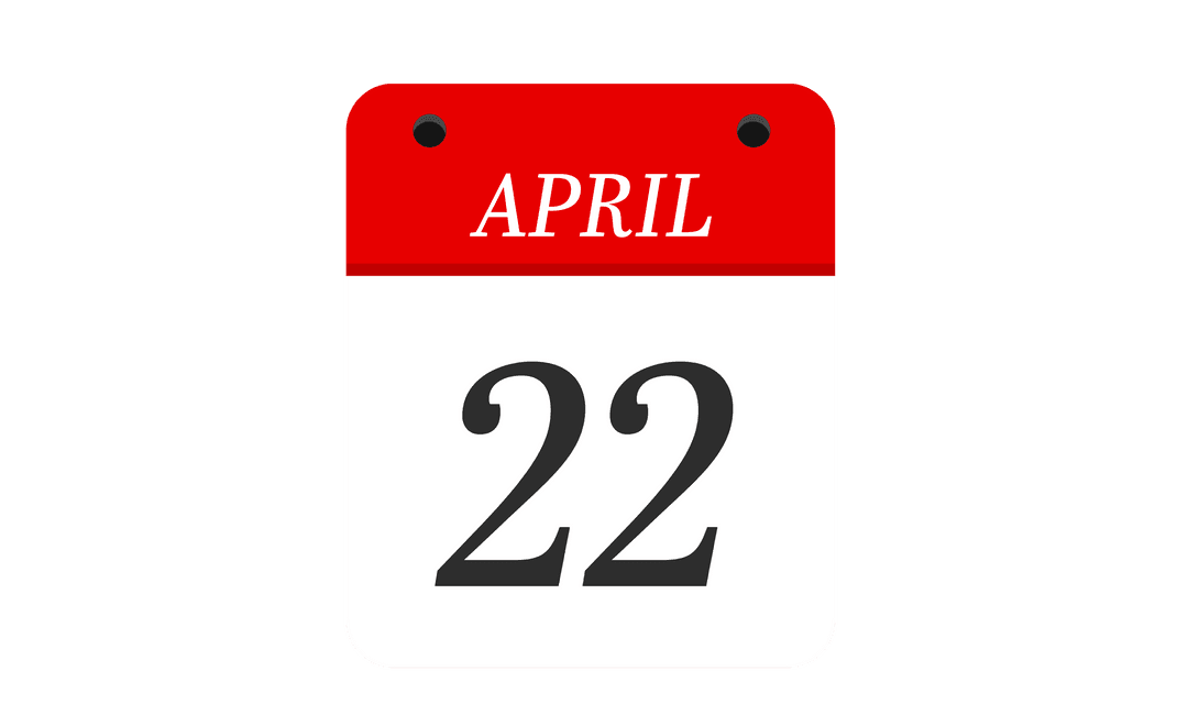 April 22 Transparent Calendar Image for Earth Day Concepts
