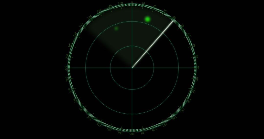 Radar Screen with Moving Blips on Black Background