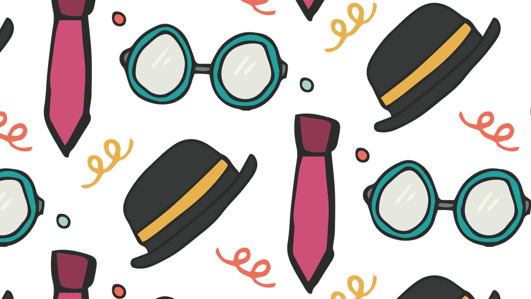 Playful Retro Accessories Pattern on Transparent Background