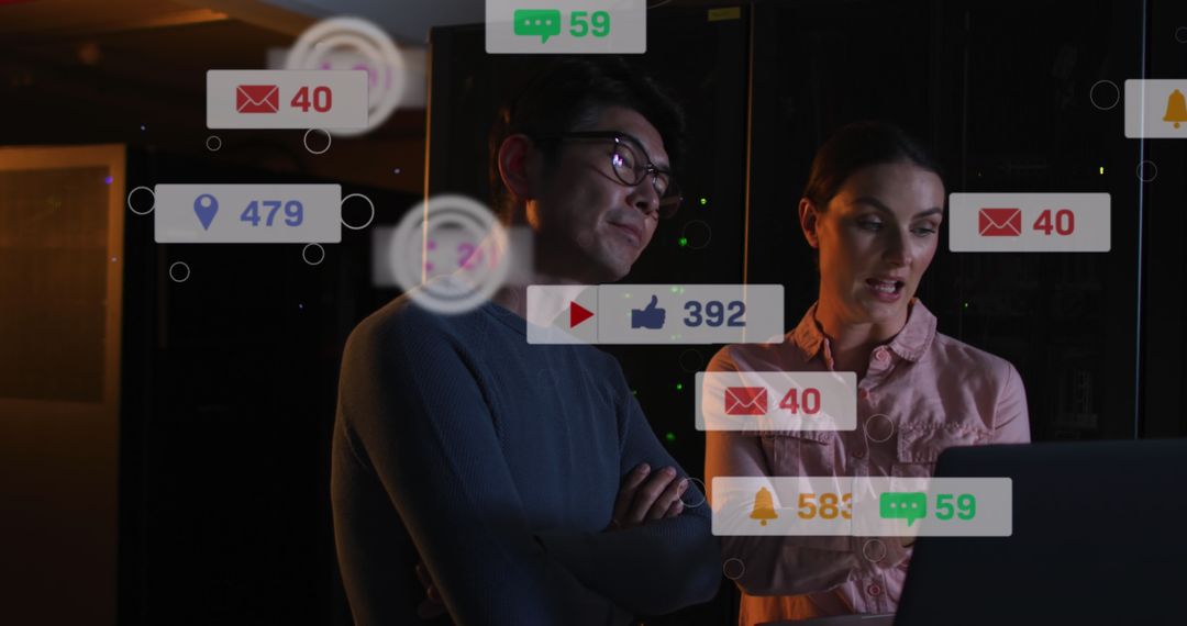 Digital Interface Overlays on Collaborative Tech Team at Work
