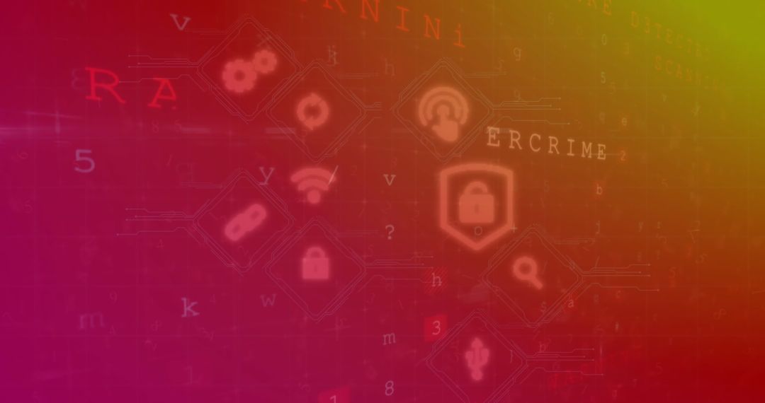 Abstract Cyber Security Hologram with Technology Icons