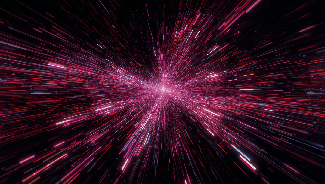 Dynamic Magenta Light Burst with Streaking Particles in Space