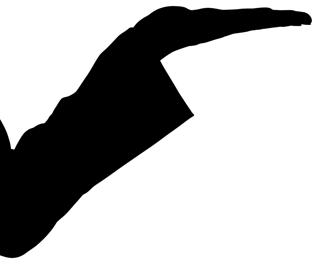 Silhouette of Open Hand on Transparent Background Outlined Gesture