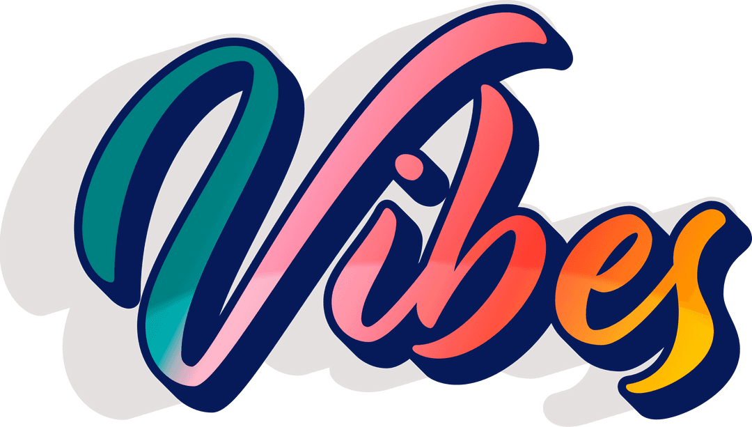 Colorful Retro Style Vibes Text on Transparent Background