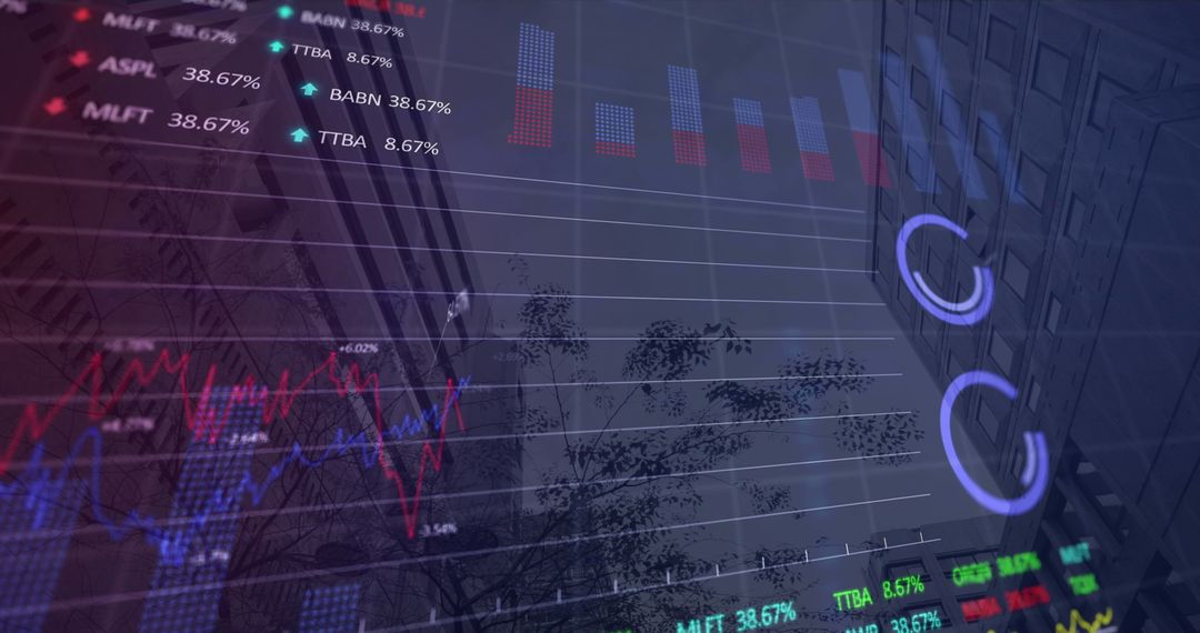 Data processing visual on cityscape interface