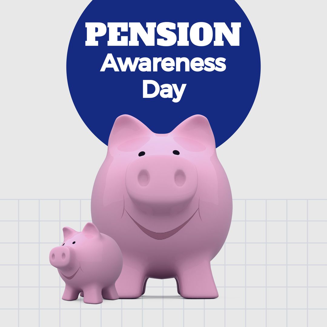 Pension Awareness Day Concept with Smiling Piggy Banks - Download Free Stock Templates Pikwizard.com