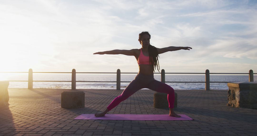 Woman Exercising Outdoors at Sunset - Free Images, Stock Photos and Pictures on Pikwizard.com