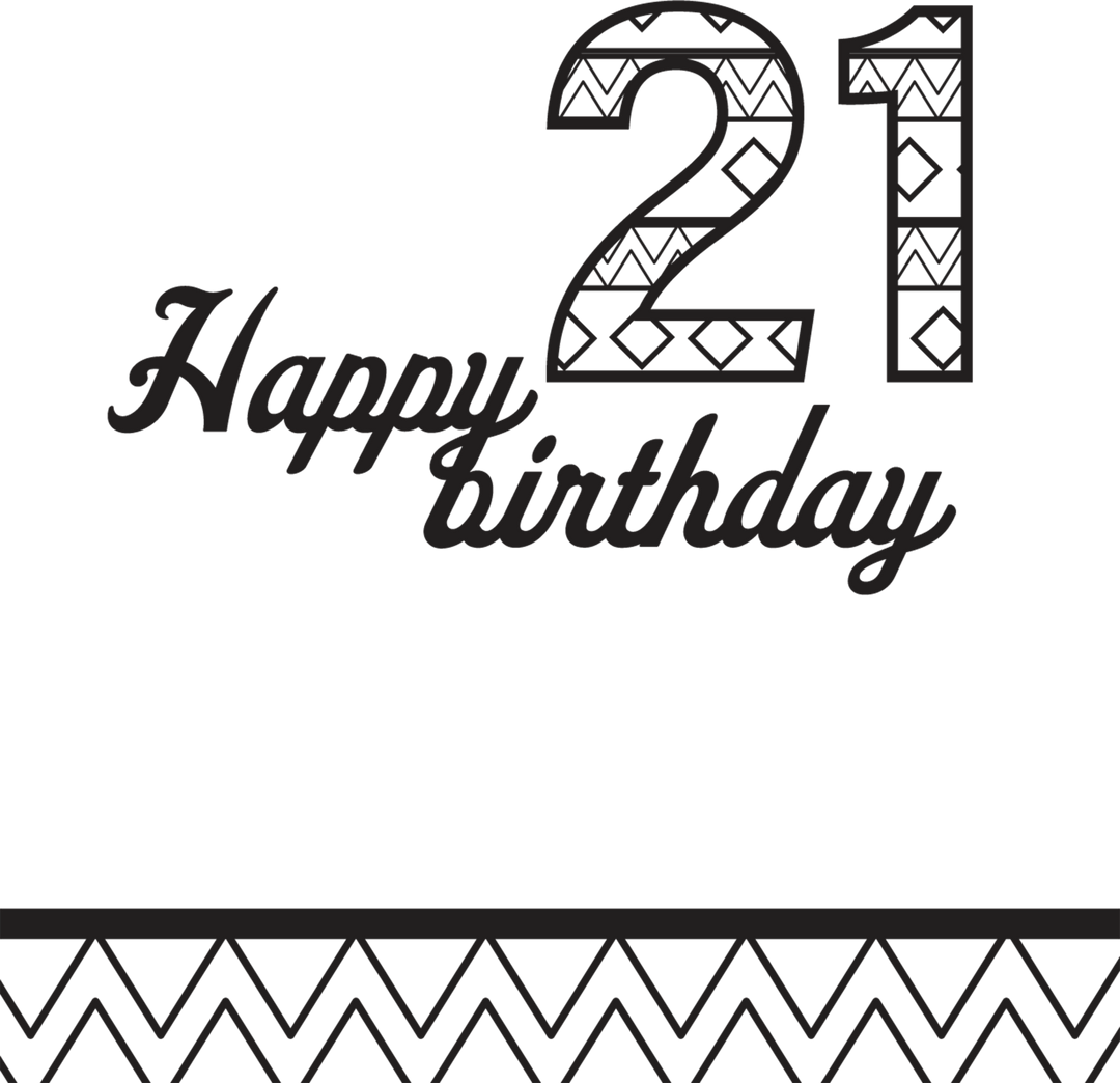 Patterned 21 Happy Birthday Transparent Background Card Design - Download Free Stock Images Pikwizard.com