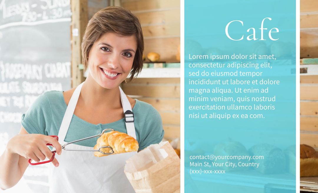 Smiling Barista with Fresh Pastry in Cozy Cafe